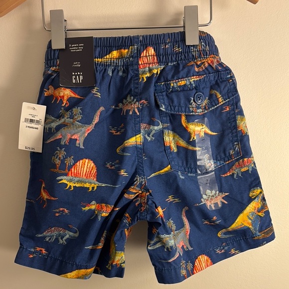 GAP Blue and Yellow Dinosaur Print Shorts with Elastic Waistband - Picture 2 of 2